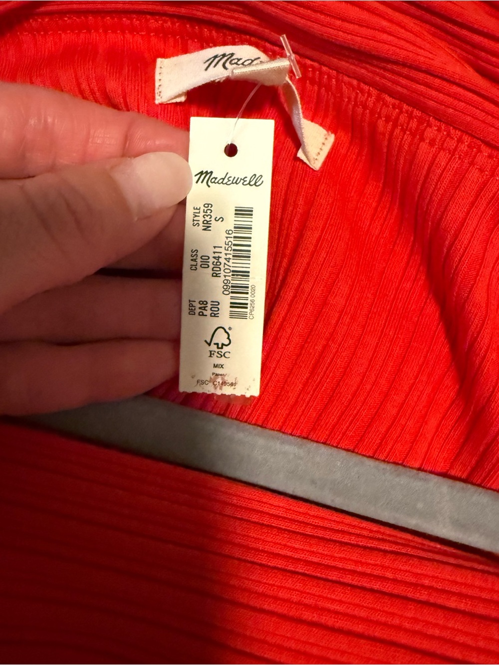 Madewell Off-Shoulder Ribbed Top - Red Orange - Picture 4 of 7